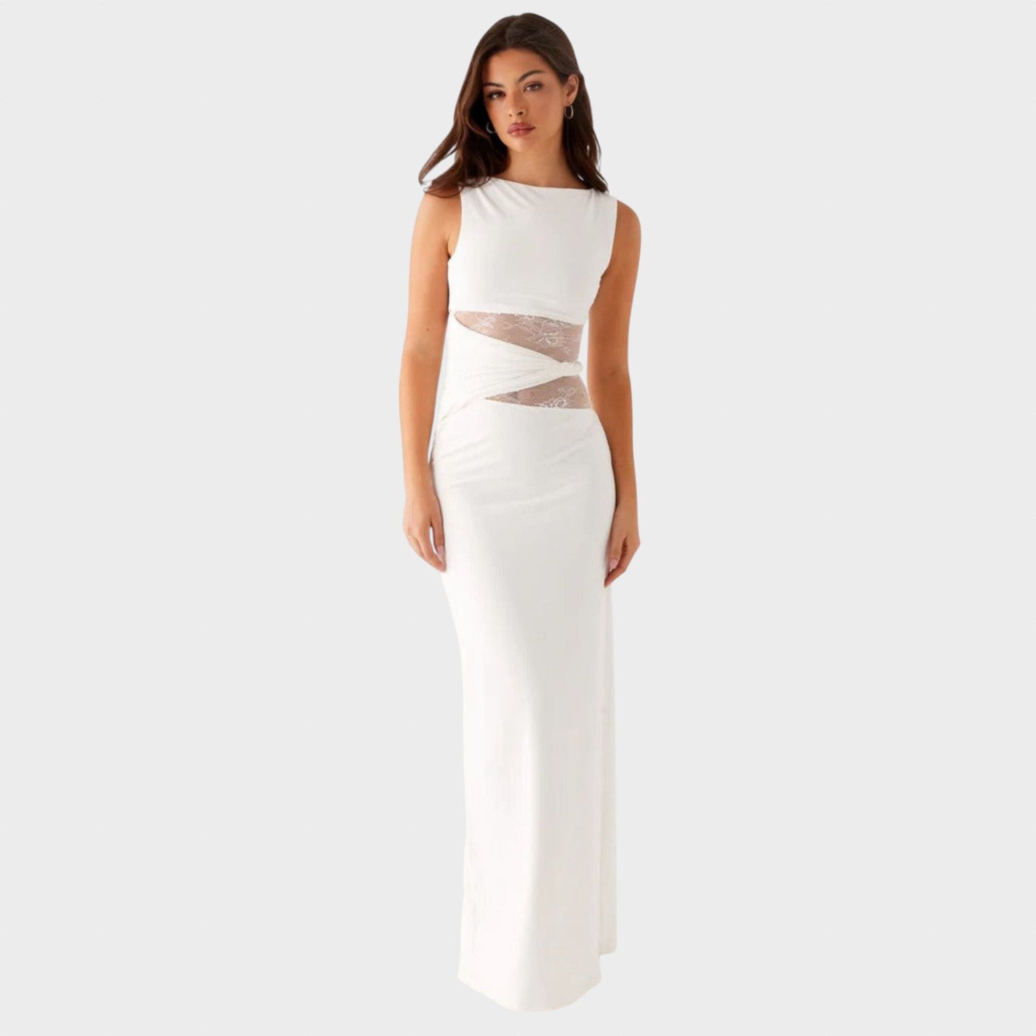 Mira | Maxi šaty s jemnými průstřihy a šněrováním