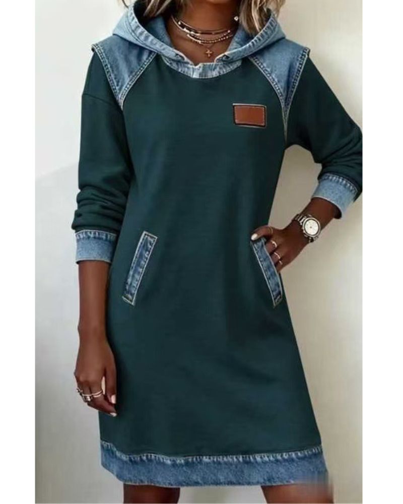 Nina | Pohodlné džínové šaty s kapucí