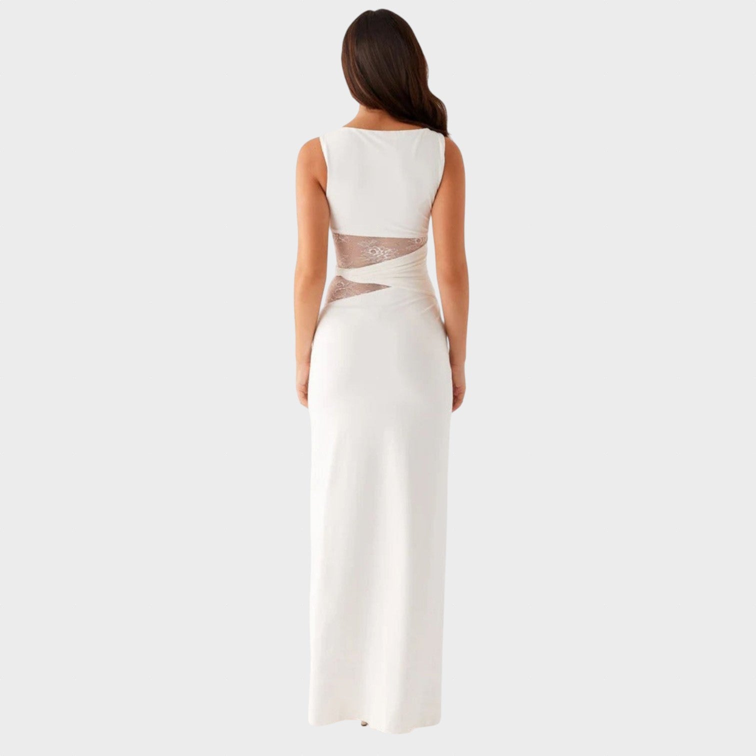 Mira | Maxi šaty s jemnými průstřihy a šněrováním