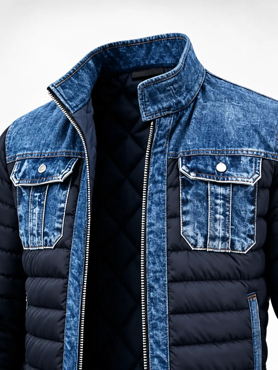 Leandro | Hybridní prošívaná džínová bunda