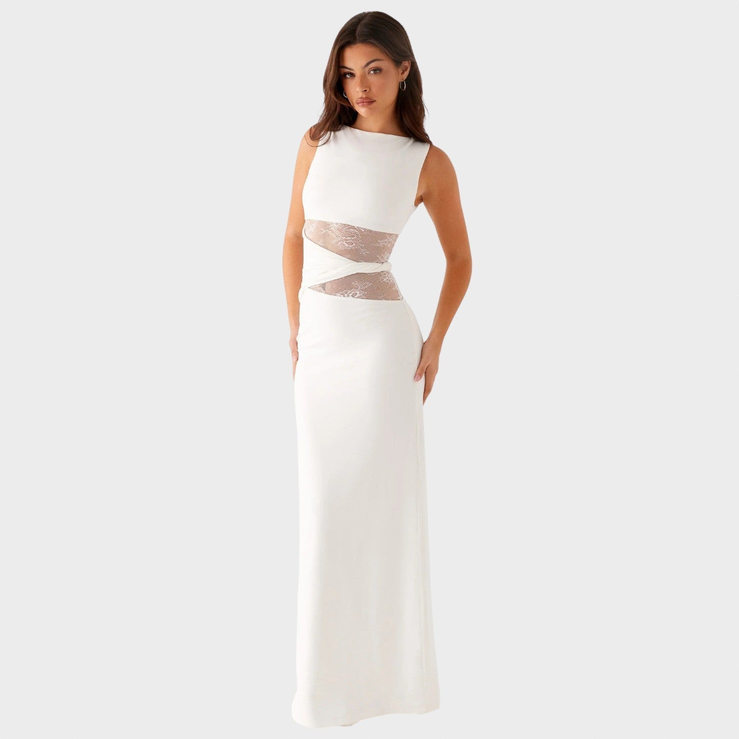 Mira | Maxi šaty s jemnými průstřihy a šněrováním